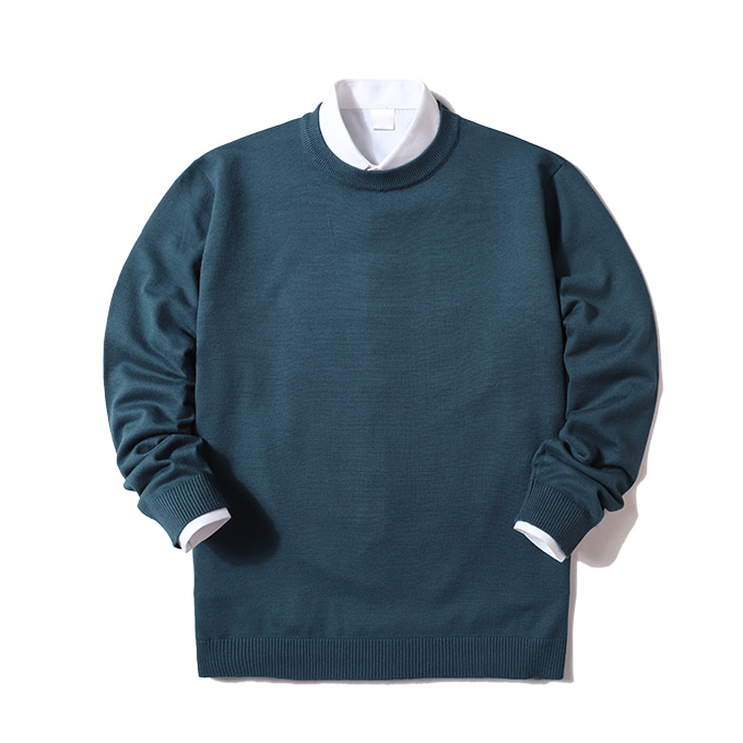 남자 스웨터 루즈핏 소프트 웜 라운드넥 니트 B09D7_tn1733