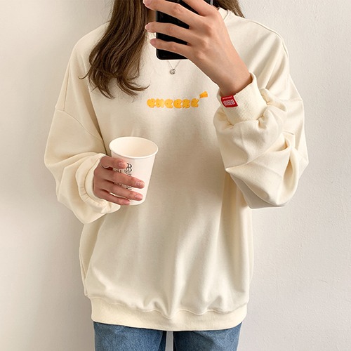 다꾸앙 여자 티셔츠 오버핏 옐로치즈 여성용 맨투맨 D09DKA_YA3116